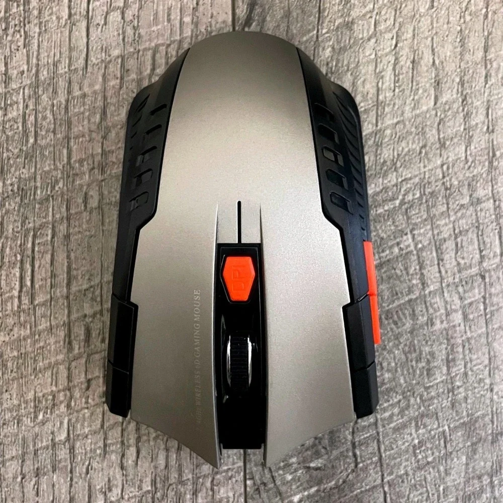 2.4GHz Wireless 6D Gaming Mouse Silver Black Orange Optical with‎ USB Receiver